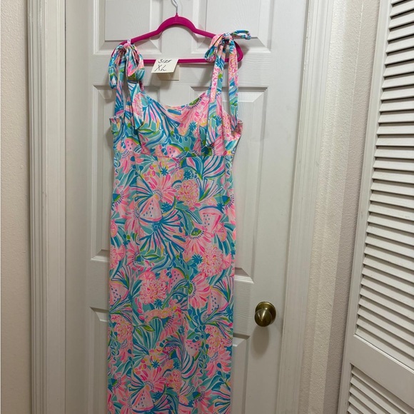 NWOT Lilly Pulitzer XL Maleka maxi dress Multi Tropical Punch print. - Picture 4 of 6